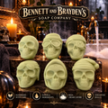 Ghostly, green skulls